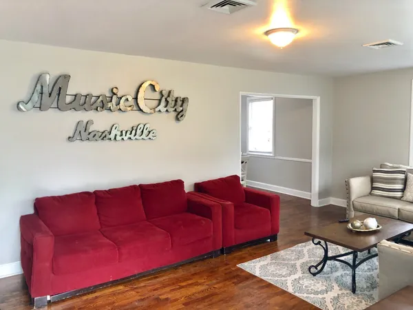 a living room with furniture