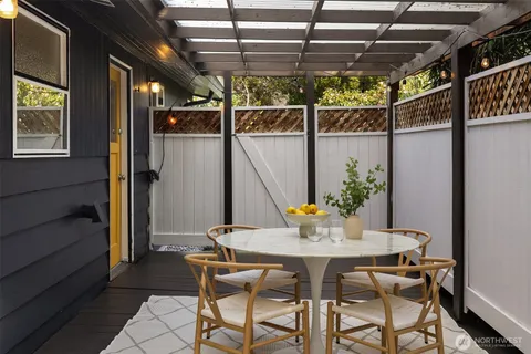 a view of an outdoor space with seating area