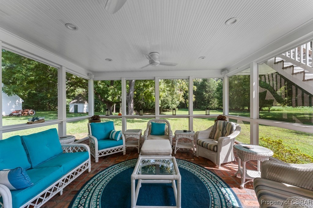 1701 Balls Neck Road Kilmarnock, VA 22482 - Photo 17 of 50 Sunroom featuring ceiling fan