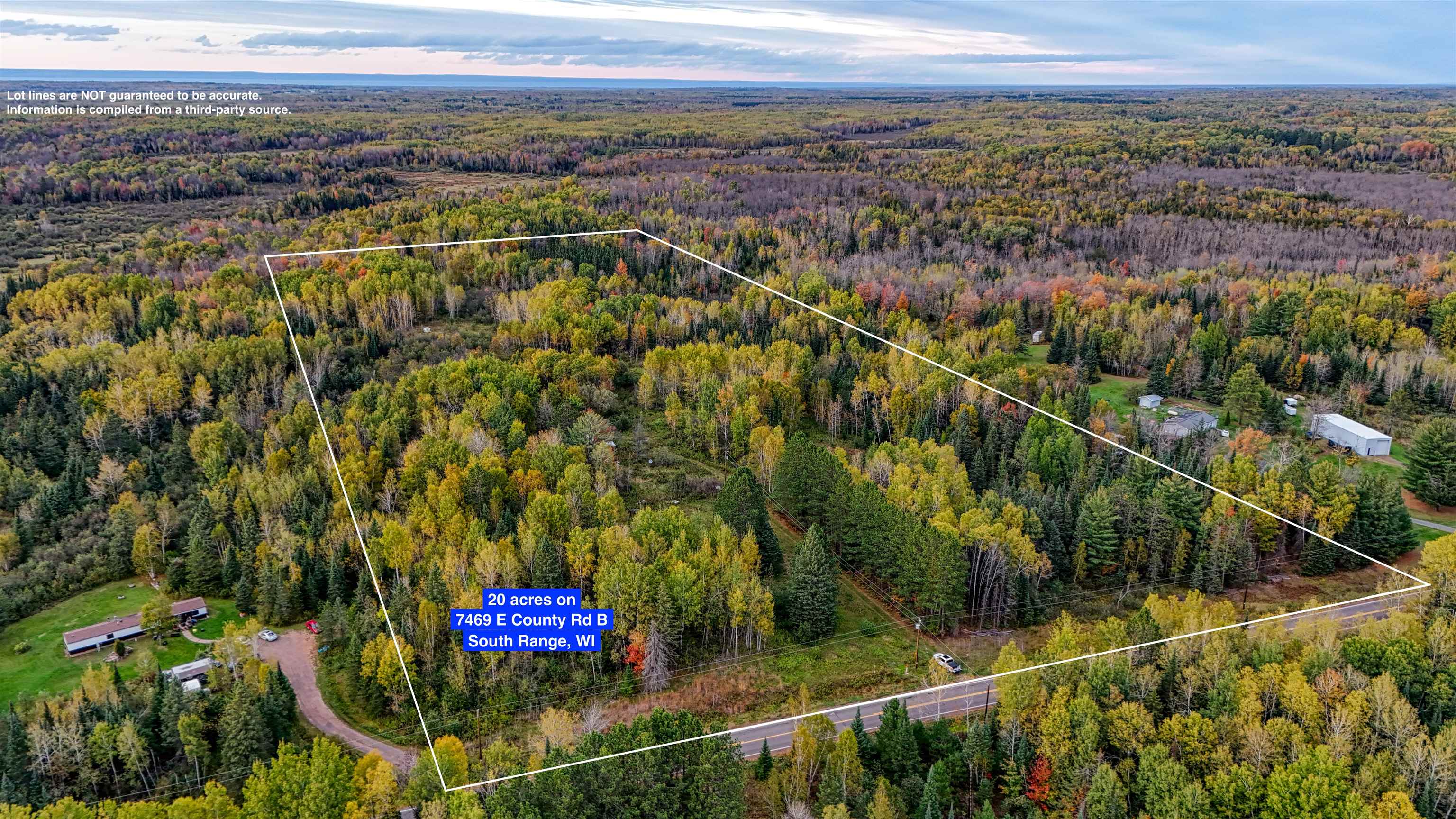 7469 East County Rd B South Range, WI 54874 - Photo 1 of 24 View of property location with property boundaries highlighted