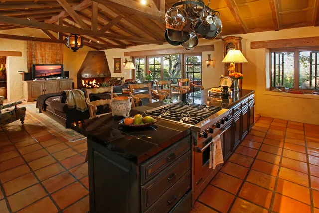 a kitchen with lots of appliances