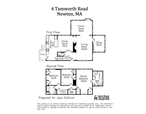 4 Tamworth Road Newton, MA 02468 - Photo 12 of 12 a picture of a floor plan