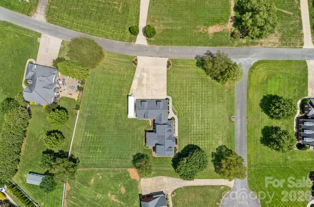 an aerial view of a house