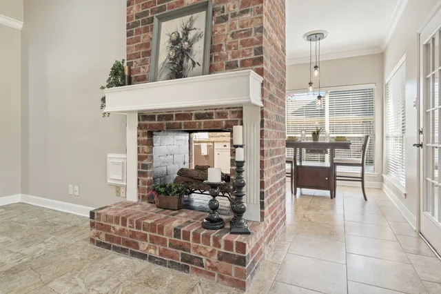 a living room with a couch and a table