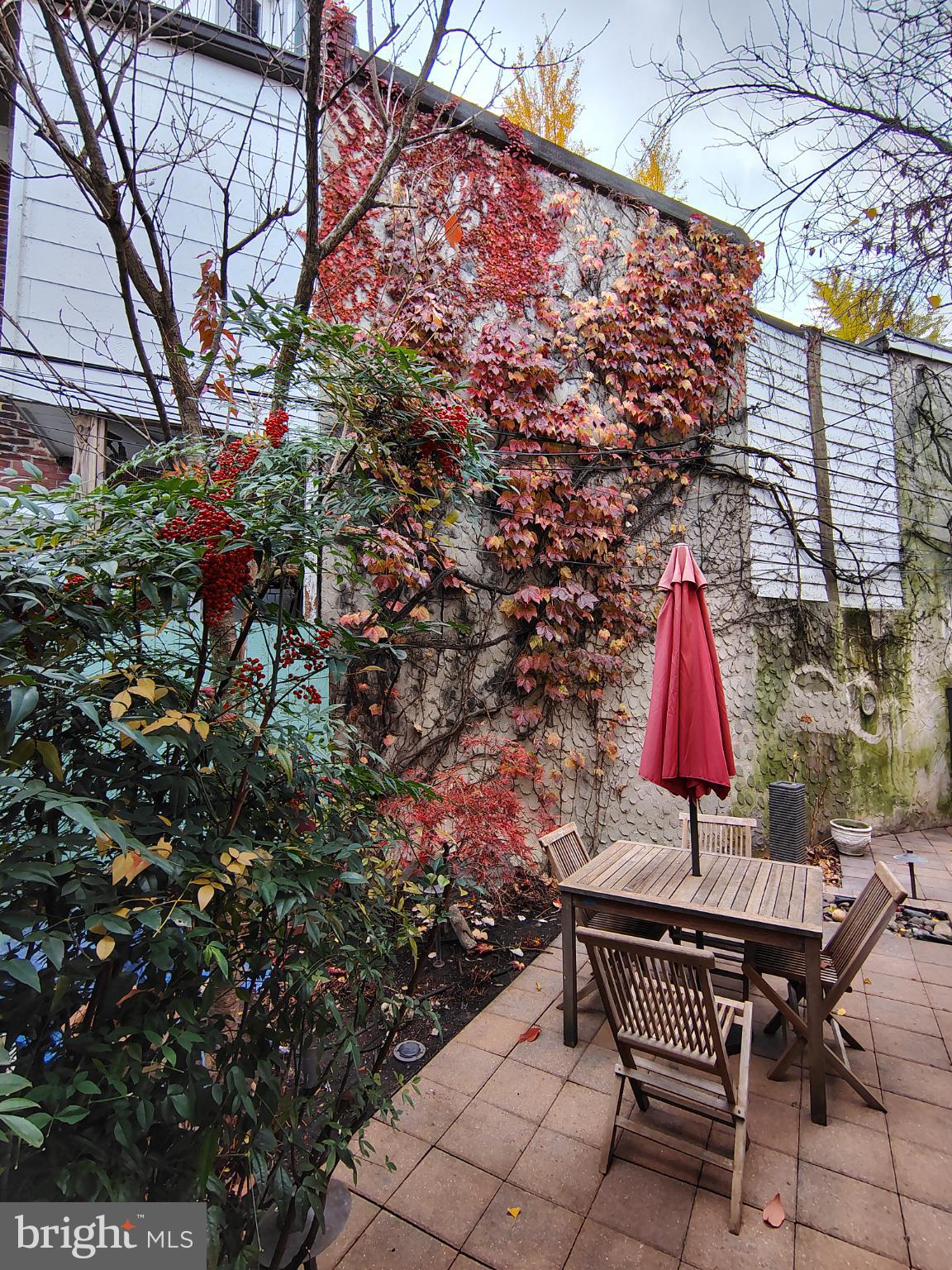 4 Rainey Court Philadelphia, PA 19103 - Photo 21 of 35 Charming patio with vibrant autumn foliage.