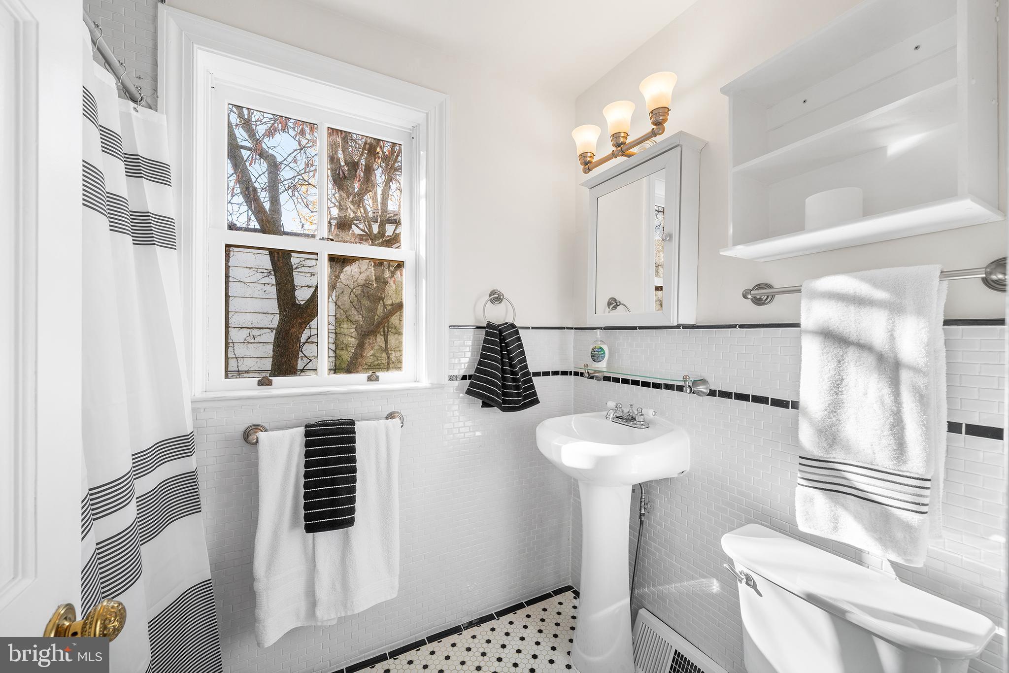4 Rainey Court Philadelphia, PA 19103 - Photo 24 of 35 Main bath in classic black and white motif.