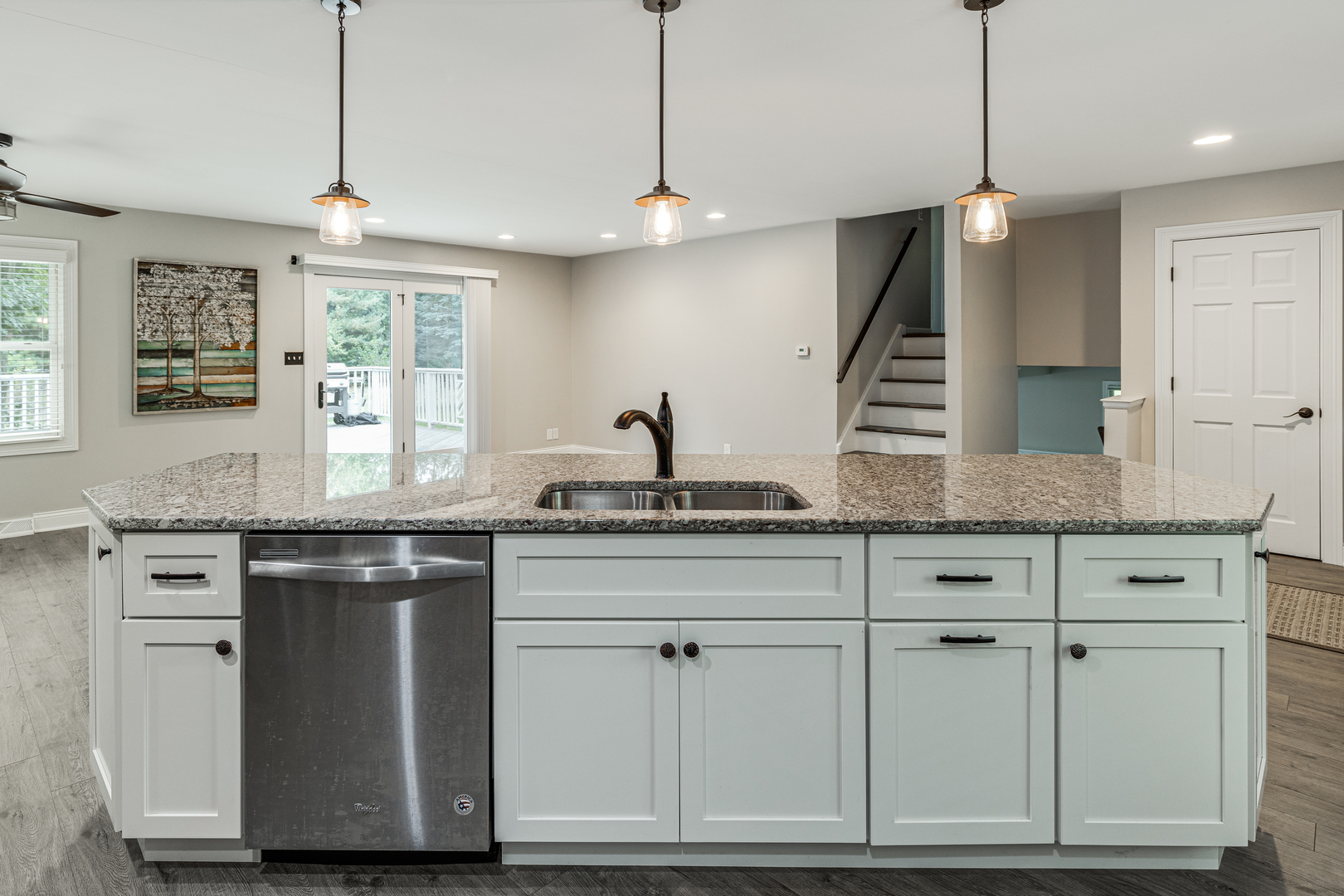 1N136 Pouley Road Elburn, IL 60119 - Photo 12 of 30 a kitchen with granite countertop white cabinets and white appliances