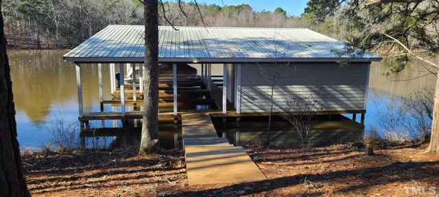 a view of a lake from a window