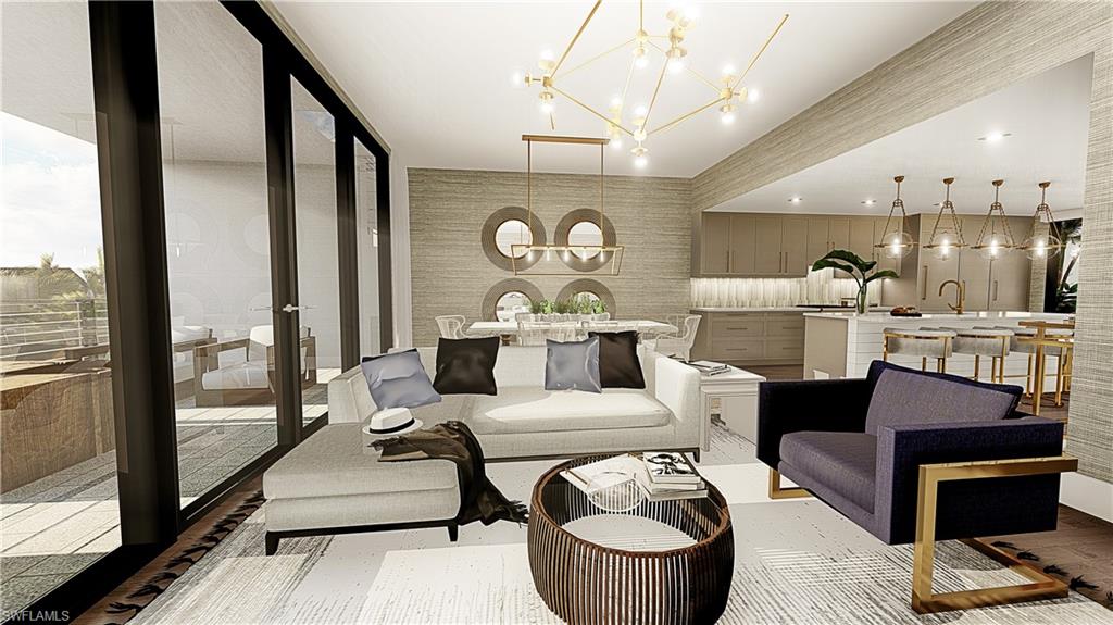 850 Central Avenue, Unit 209 Naples, FL 34102 - Photo 10 of 11 a living room with furniture and a fireplace