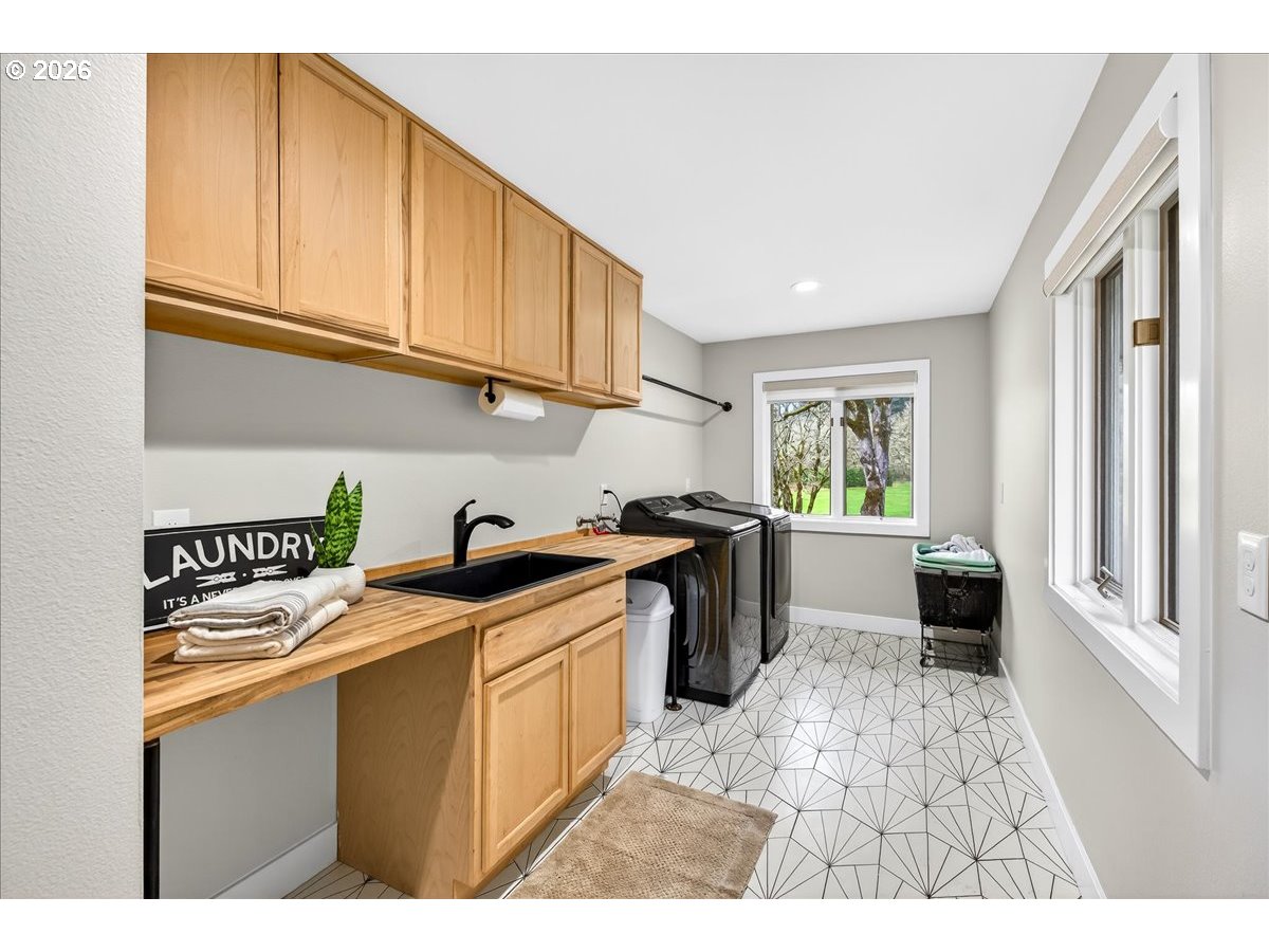 29009 Southwest Burkhalter Road Hillsboro, OR 97123 - Photo 20 of 48 a kitchen with a sink a stove cabinets and a window