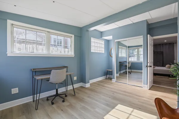 a view of outdoor space with seating space