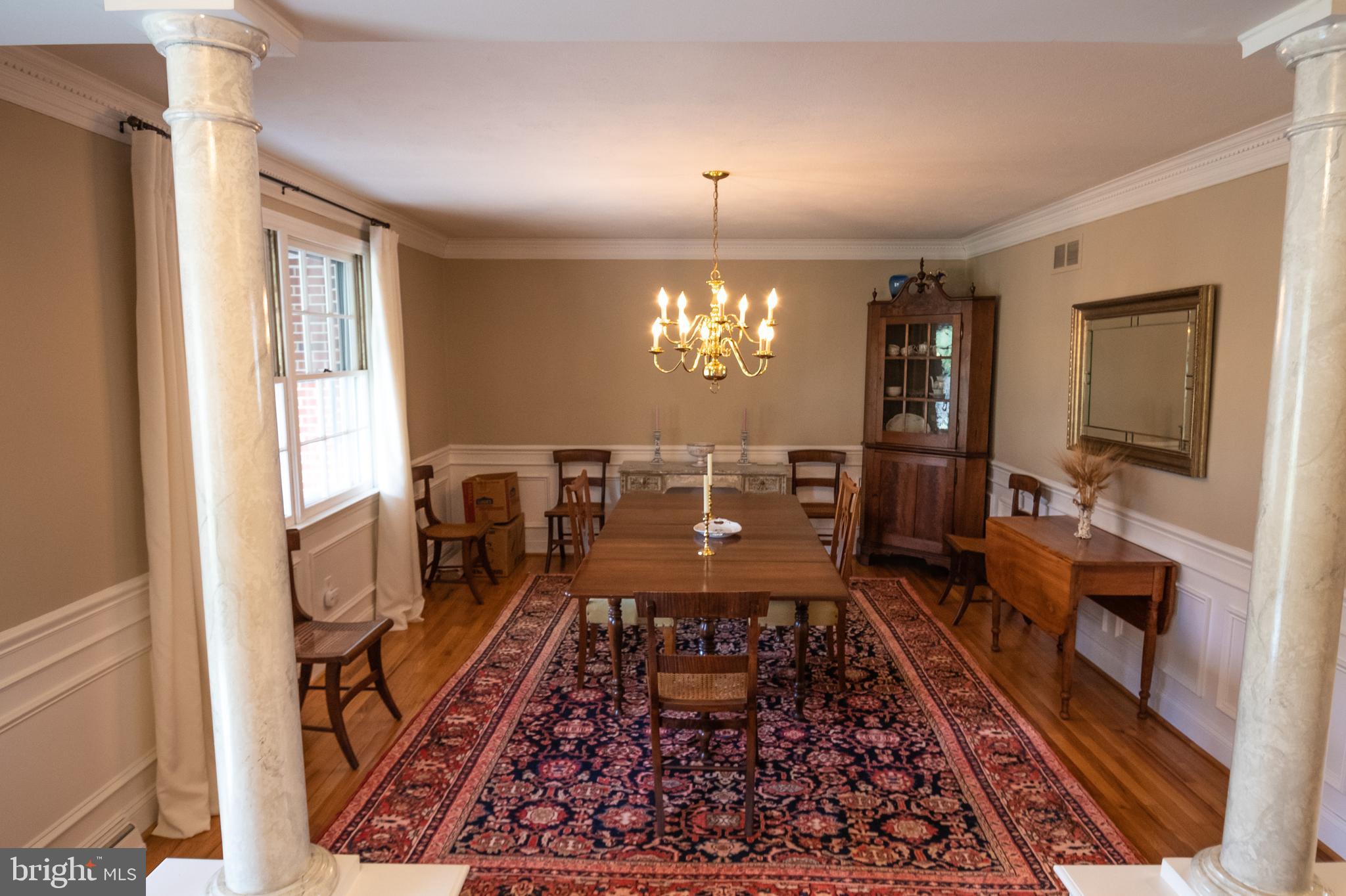 Framed by faux finished marble columns
