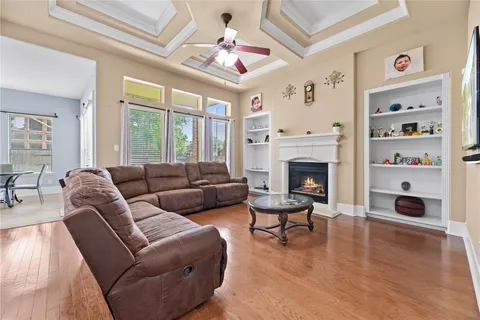 a view of a livingroom with furniture and front door