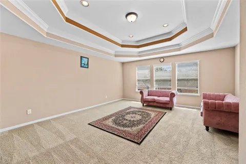 a living room with furniture rug and window