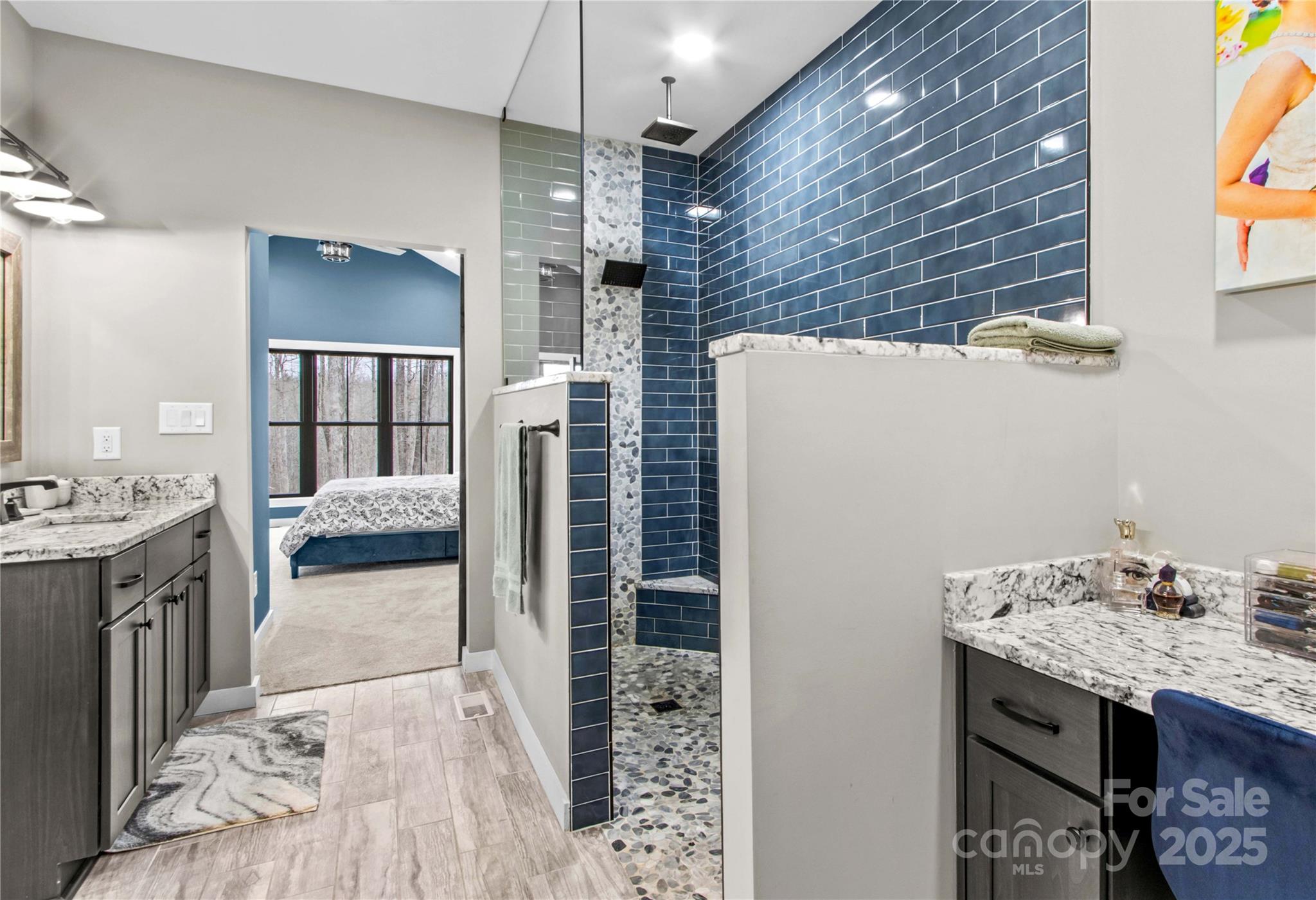 825 Potneck Road Salisbury, NC 28147 - Photo 11 of 40 a en suite bathroom with a granite countertop sink and a mirror
