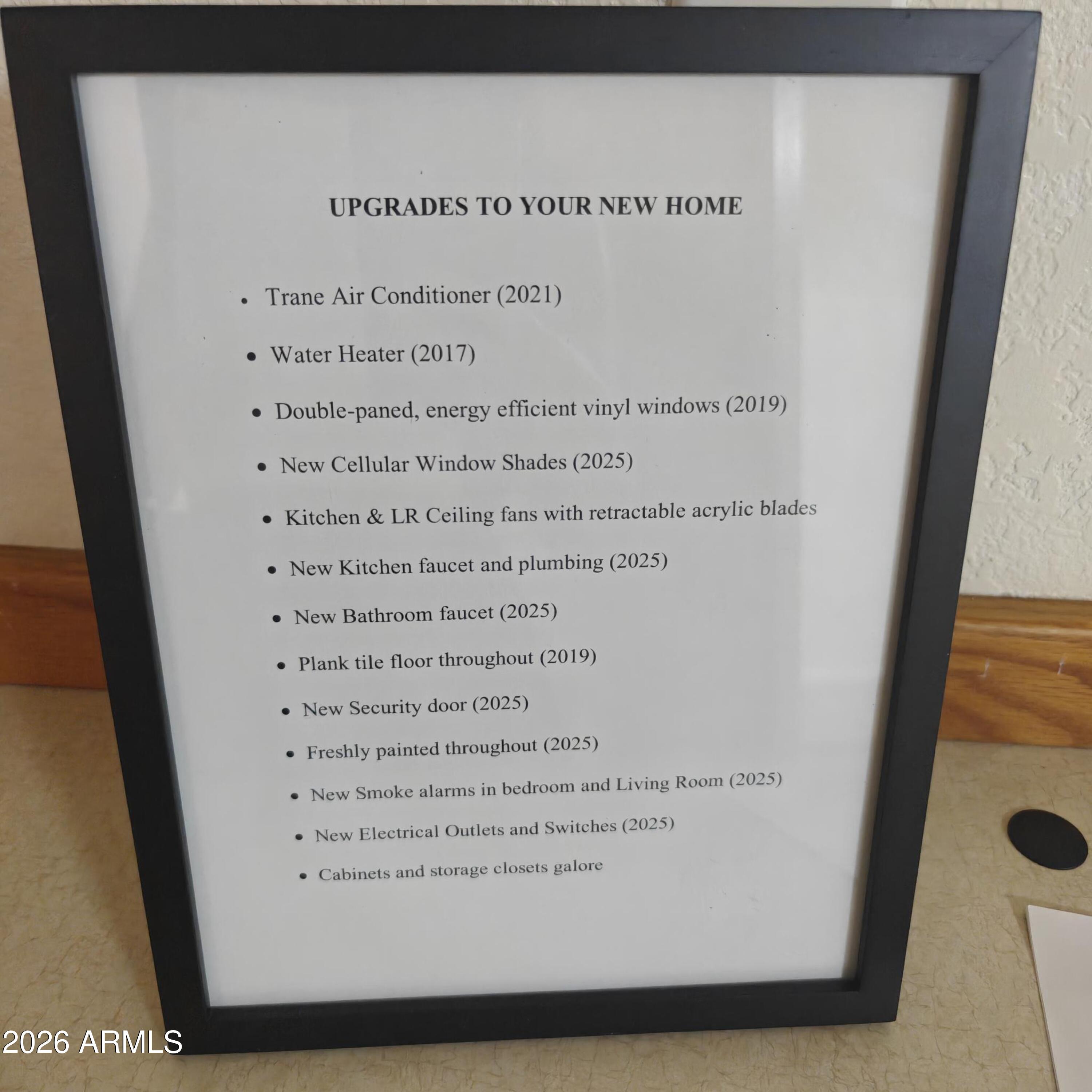 2569 West Berridge Lane, Unit D115 Phoenix, AZ 85017 - Photo 27 of 27 Upgrades List