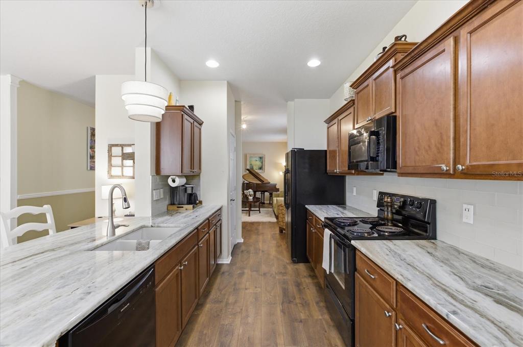 20900 Oldenburg Loop Mount Dora, FL 32757 - Photo 7 of 44 a kitchen with stainless steel appliances granite countertop a sink stove and refrigerator