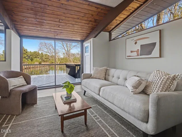 a outdoor space with wooden benches