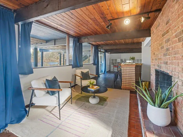 a view of a lake with houses