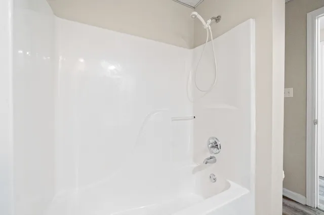 a bathroom with a bathtub