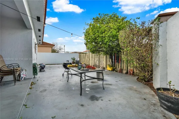 a view of outdoor space with seating
