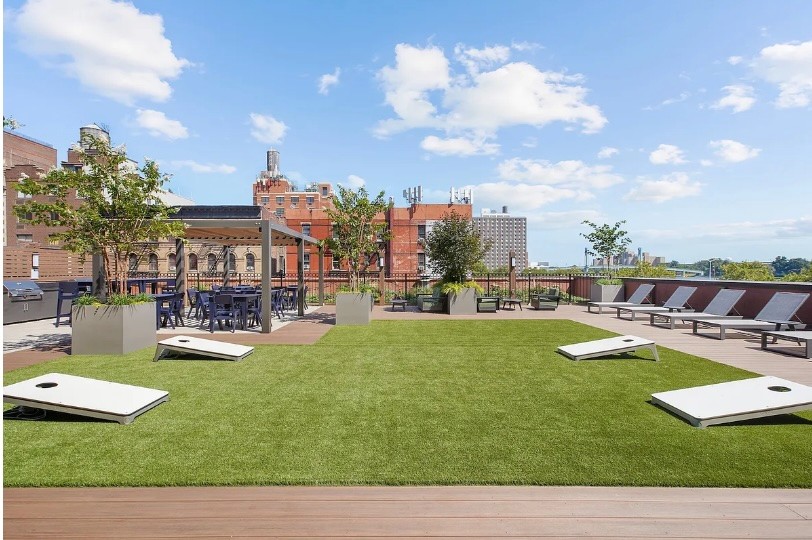 345 East 94th Street, Unit 6B Manhattan, NY 10128 - Photo 6 of 18 a swimming pool with outdoor seating and yard