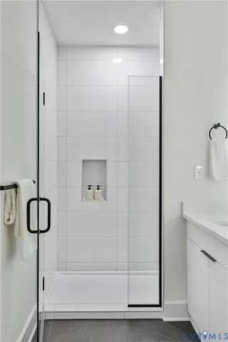 a bathroom with a shower