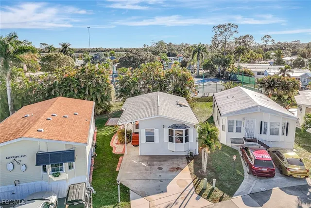 an aerial view of a house