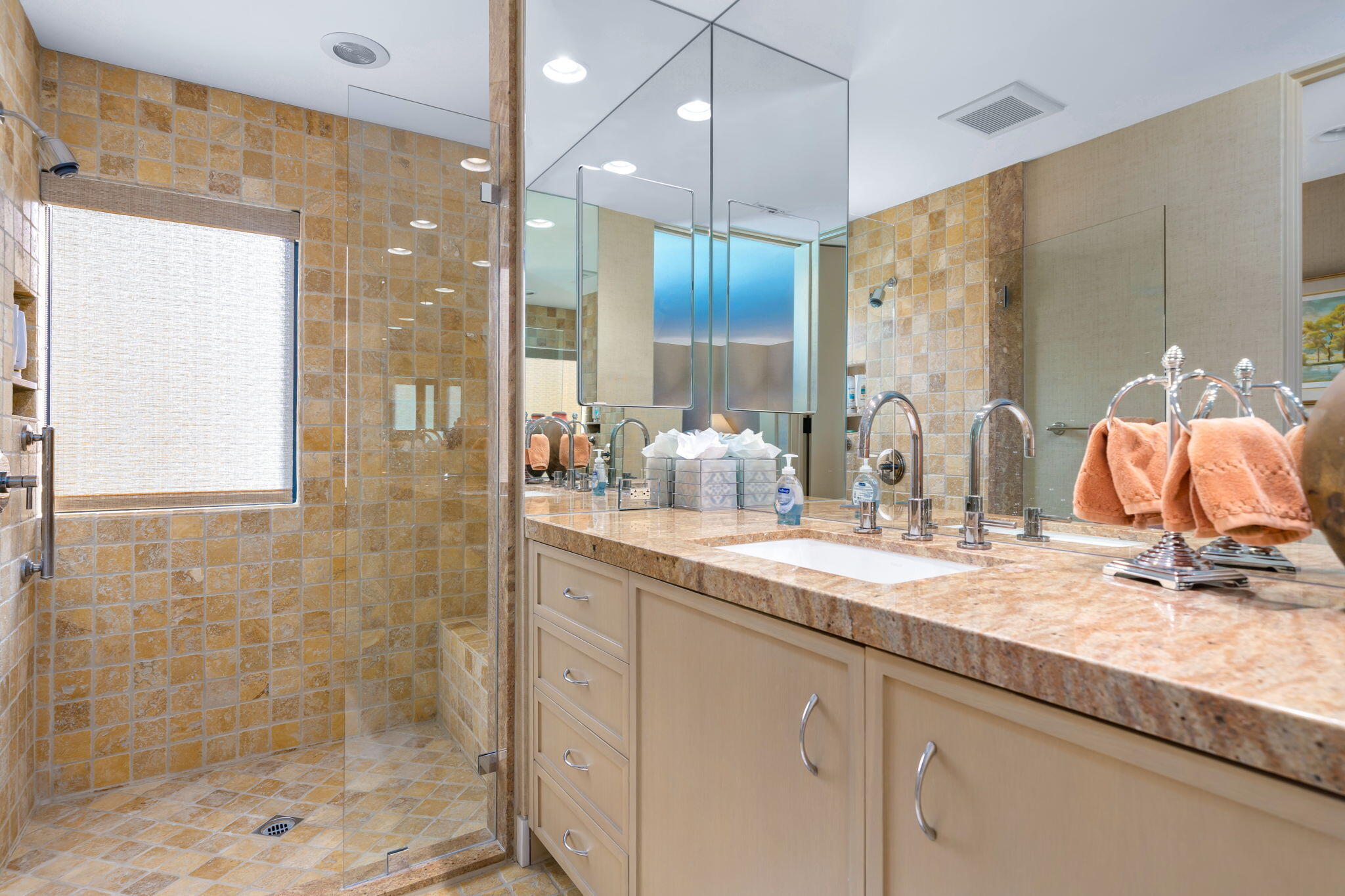 71094 La Paz Road Rancho Mirage, CA 92270 - Photo 38 of 38 a bathroom with double vanity and a shower