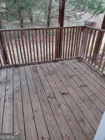 a view of wooden balcony