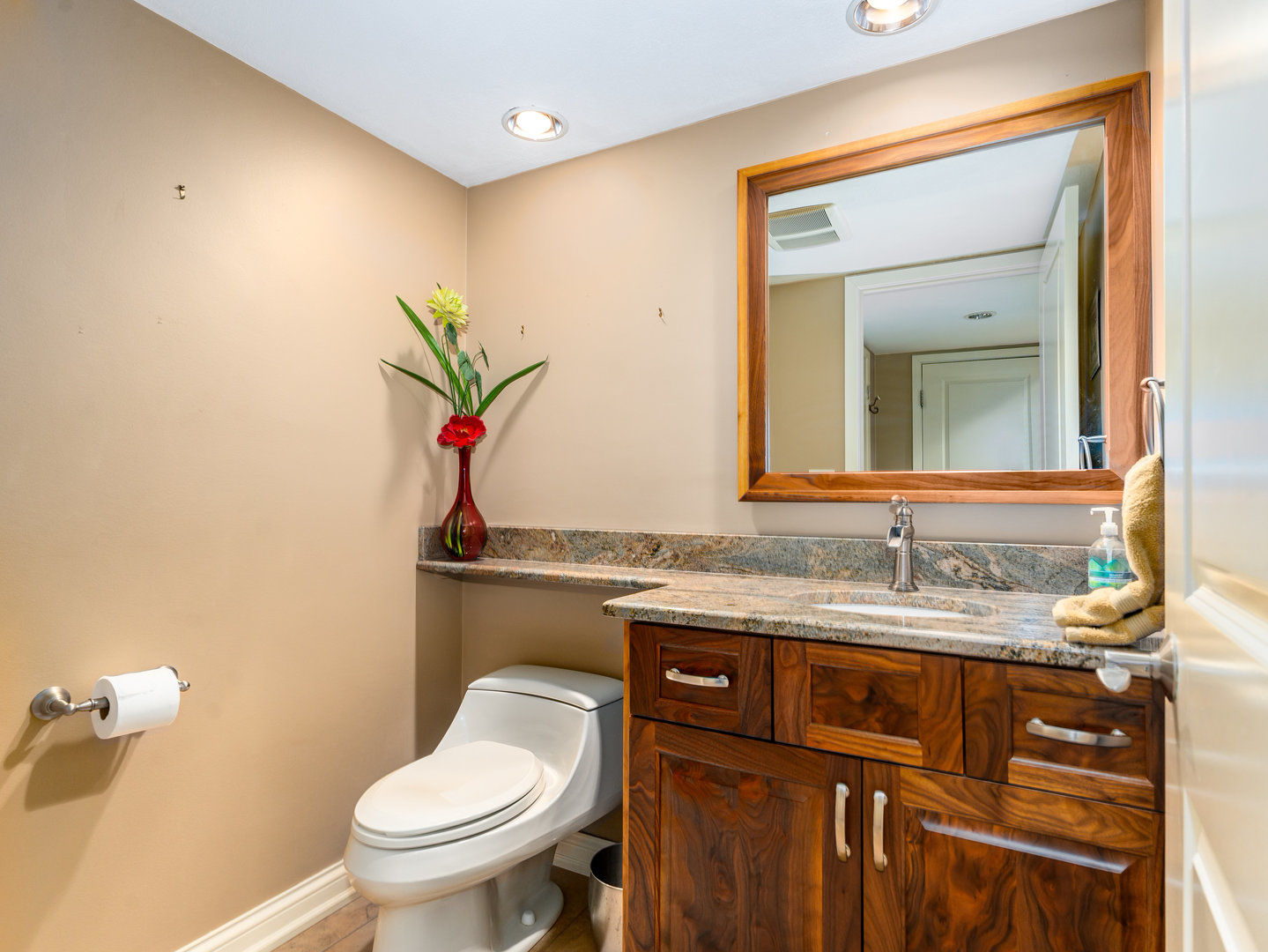 12 Arrowhead Lane DeKalb, IL 60115 - Photo 17 of 55 a bathroom with a granite countertop sink and a toilet
