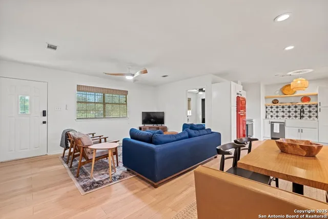 a living room with furniture