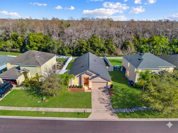 an aerial view of a house