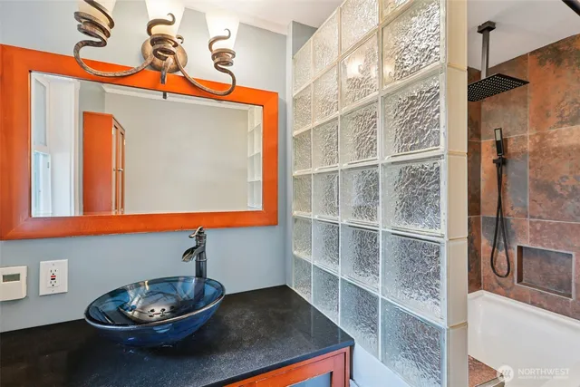 a view of a room with a large window