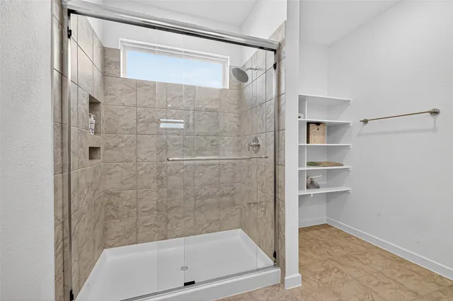 a bathroom with a bathtub