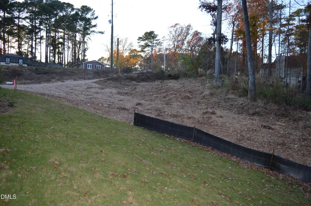 a view of a yard with trees