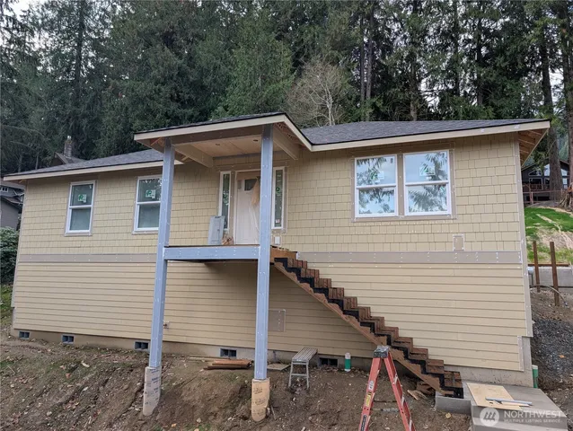 a view of a house with a balcony