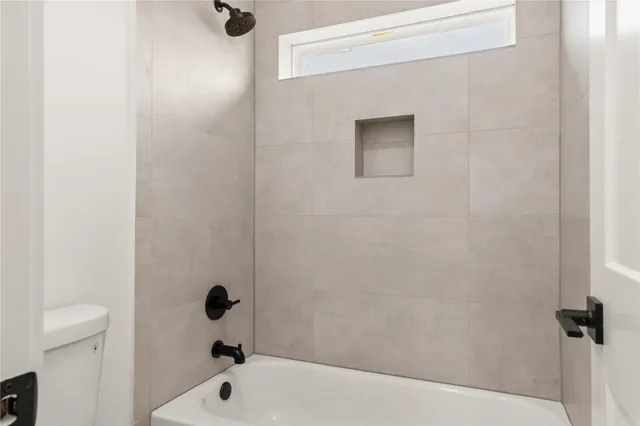 a bathroom with a bathtub