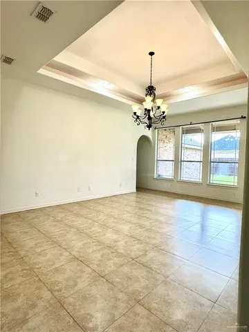 a view of a livingroom with a chandelier