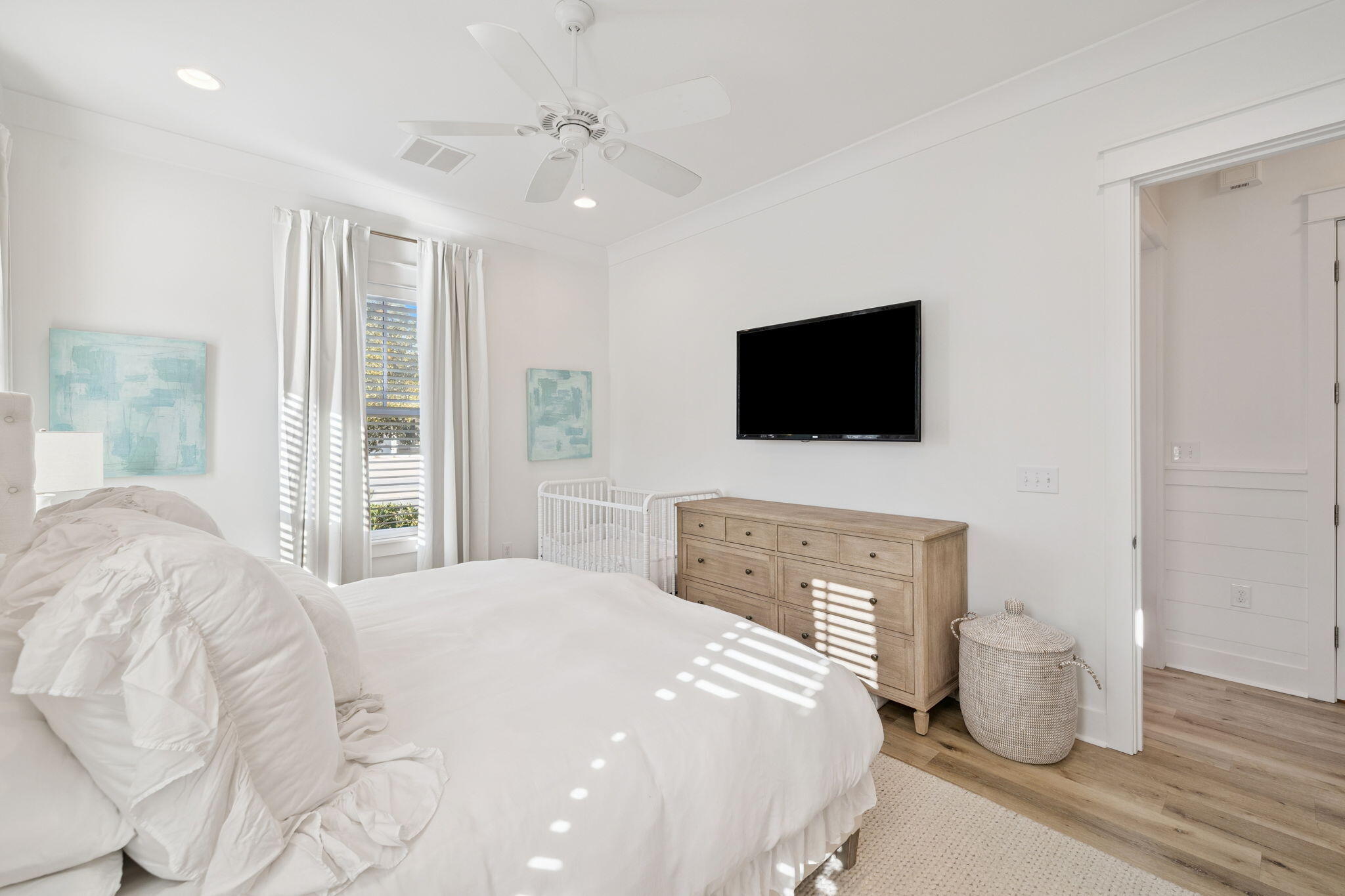 184 Sidecamp Rd Inlet Beach Inlet Beach, FL 32461 - Photo 30 of 48 a bedroom with a bed and a flat screen tv