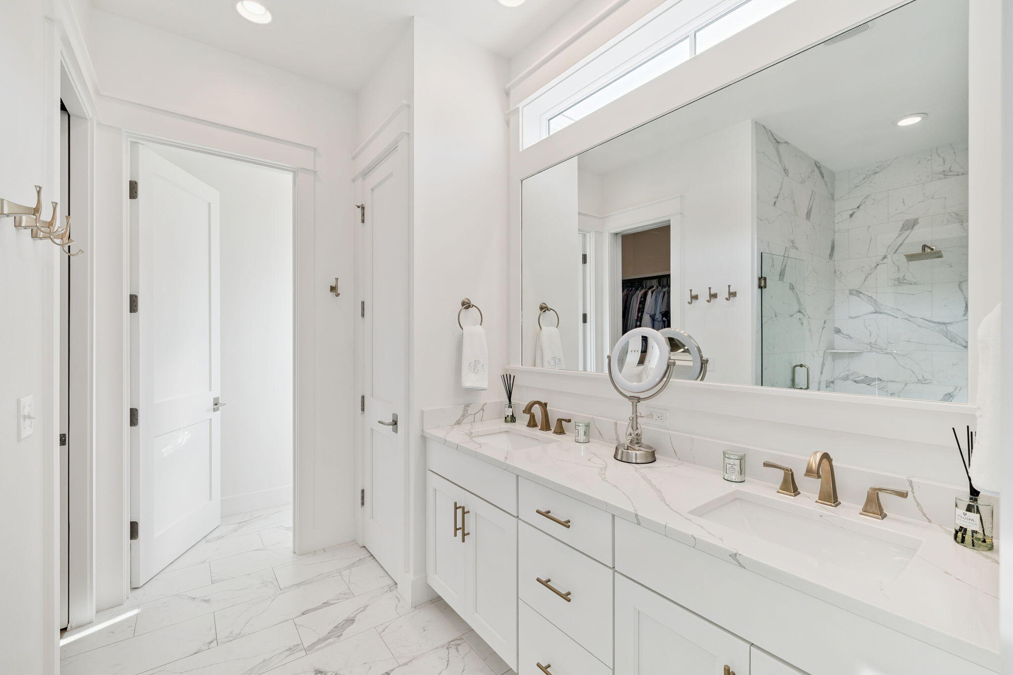 184 Sidecamp Rd Inlet Beach Inlet Beach, FL 32461 - Photo 31 of 48 a bathroom with double vanity sinks and a mirror