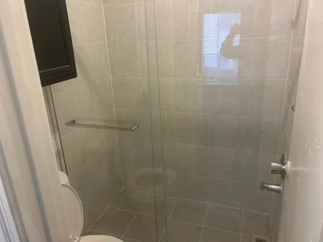a bathroom with a shower