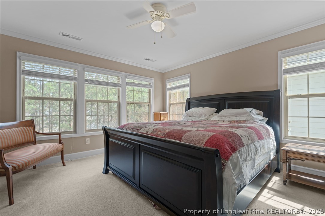 126 Pine Hawk Drive Spring Lake, NC 28390 - Photo 17 of 48 a bedroom with a bed and a chandelier