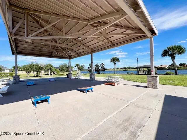 a outdoor view with a swimming pool