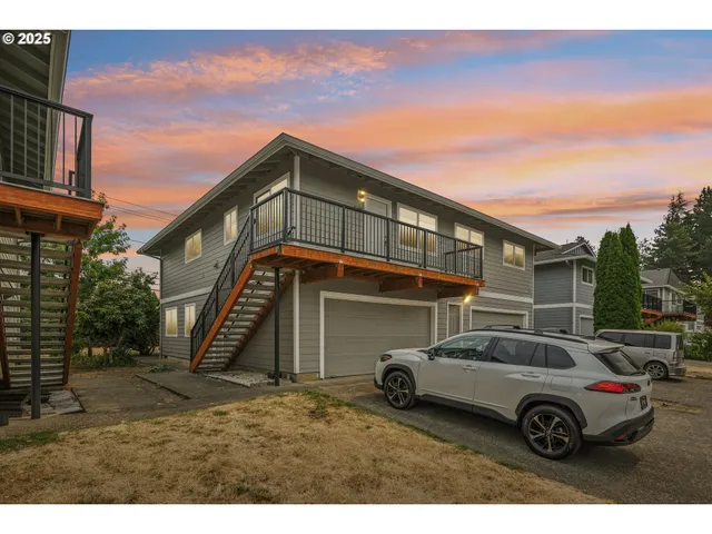 a car parked in front of a house