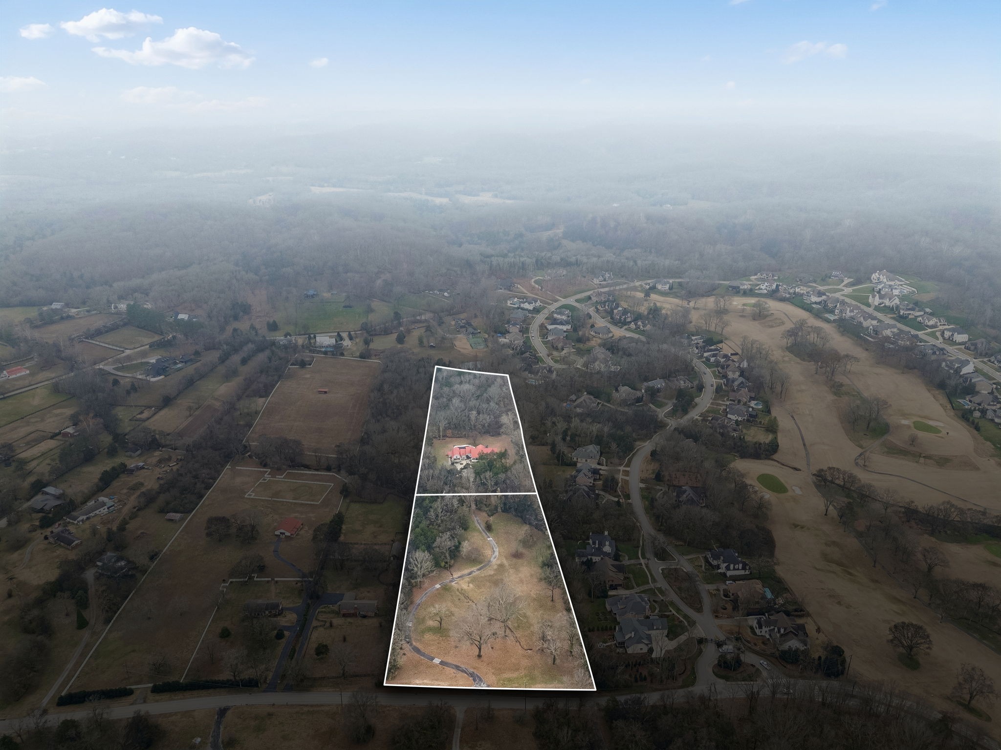 an aerial view of a house