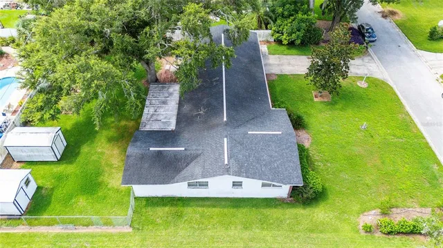 an aerial view of a house