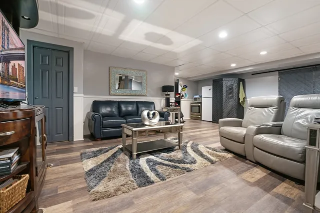 a living room with furniture and a couch