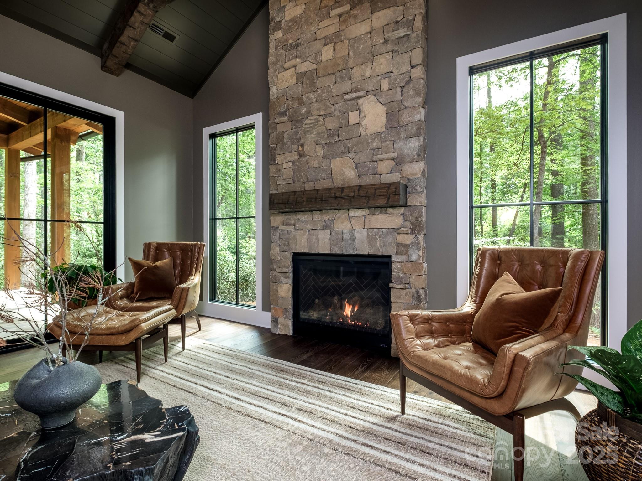 115 Rockbrook Overlook Brevard, NC 28712 - Photo 14 of 33 a living room with furniture and a fireplace
