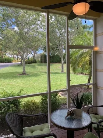 a view of a room and garden